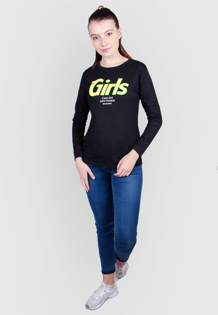 180 Degrees Girls Can Do Anything Long Sleeves T-Shirt Wanita - Image 8