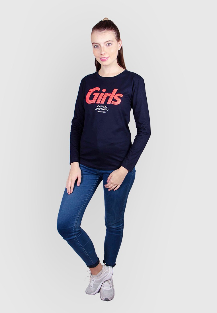 180 Degrees Girls Can Do Anything Long Sleeves T-Shirt Wanita - Image 3