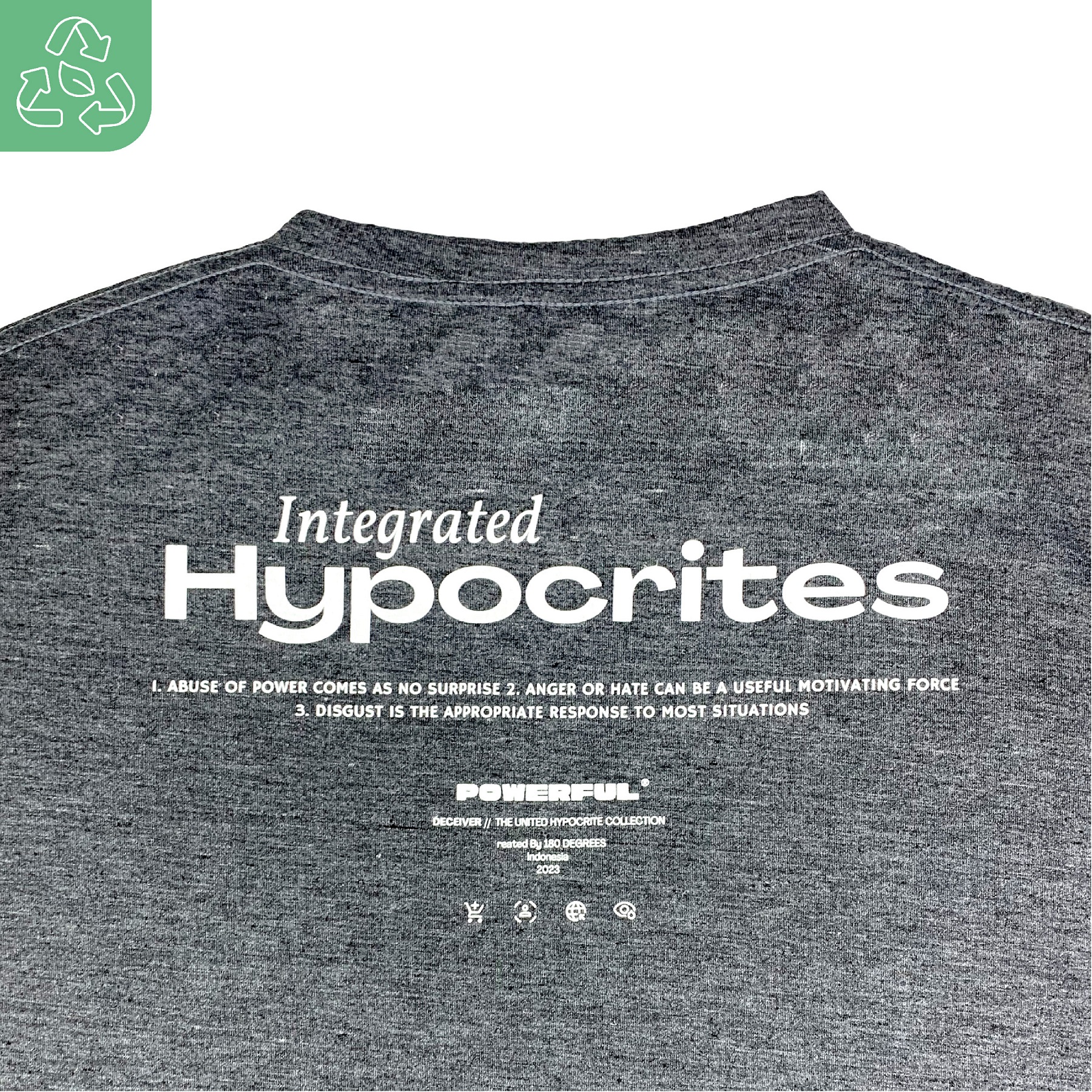 180 DEGREES RECYCLE POLYESTER RAMI T-SHIRT LIARS BLACK - Image 3