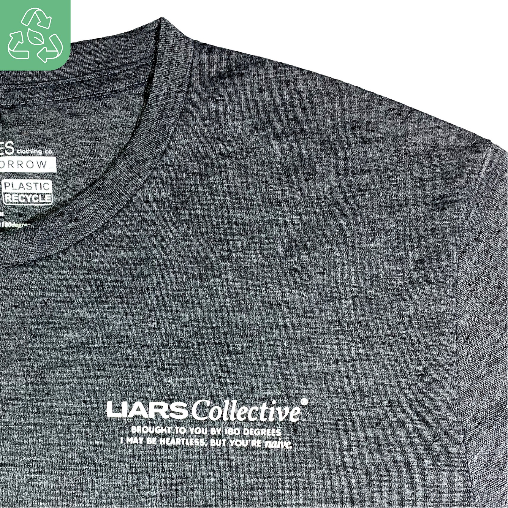 180 DEGREES RECYCLE POLYESTER RAMI T-SHIRT LIARS BLACK - Image 2
