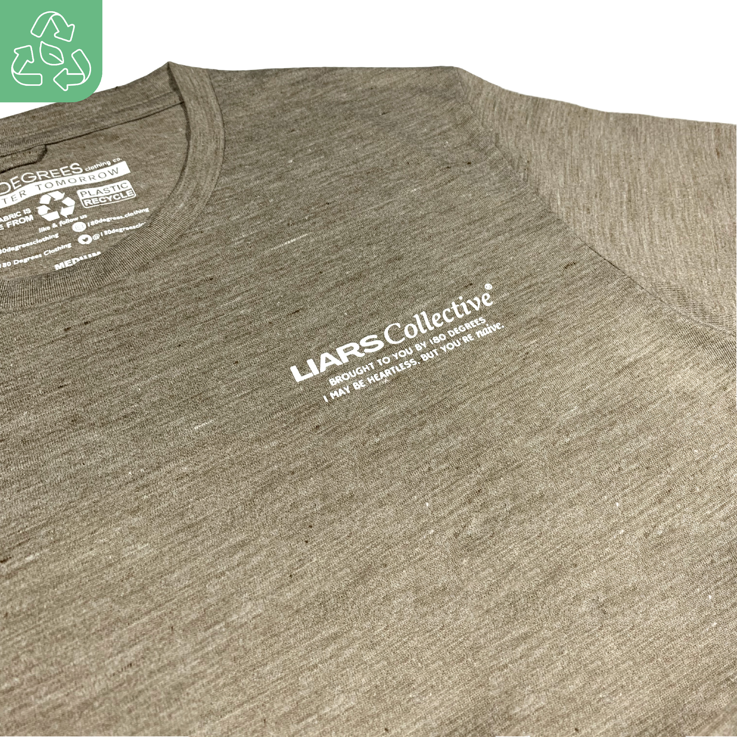180 DEGREES RECYCLE POLYESTER RAMI T-SHIRT LIARS BROWN - Image 2