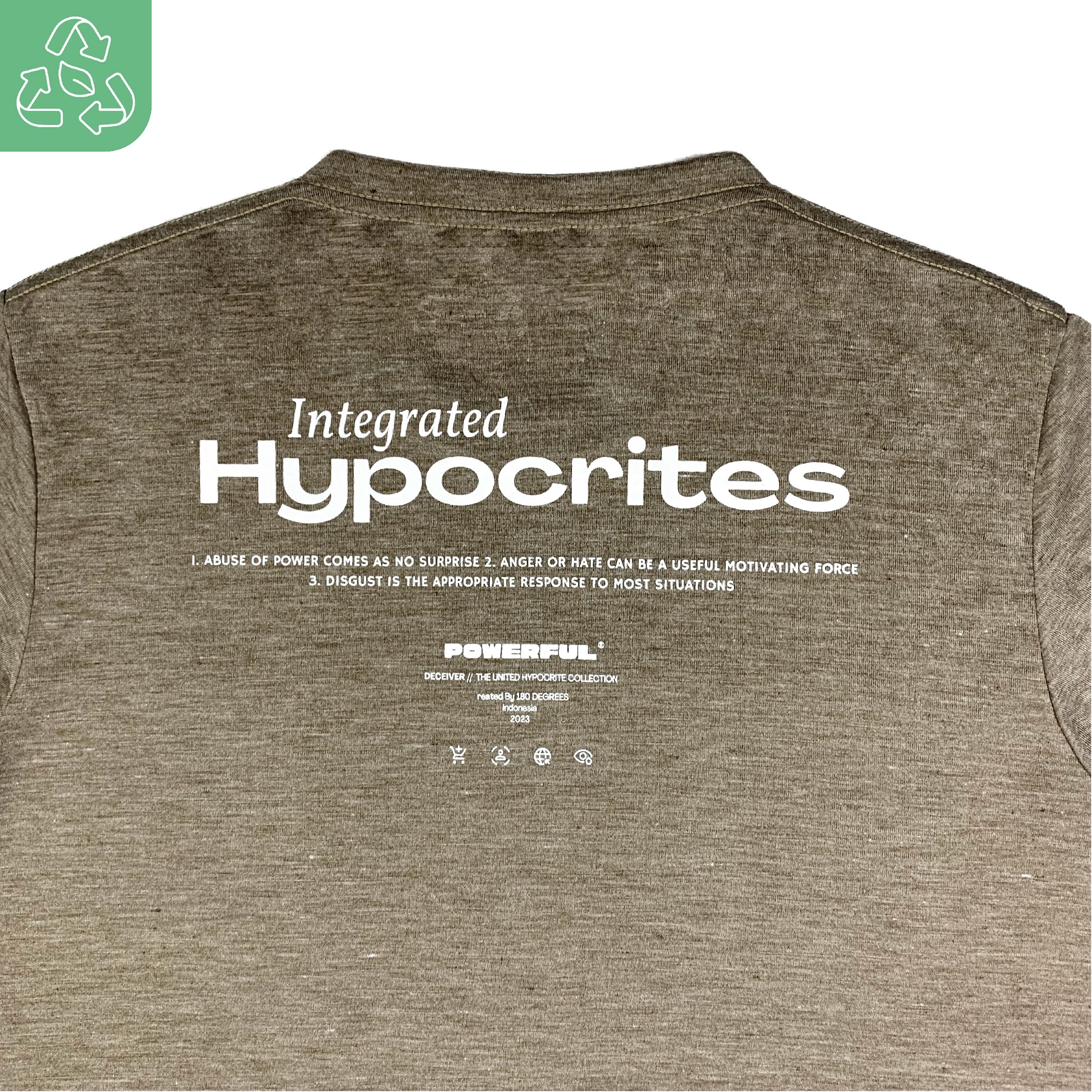 180 DEGREES RECYCLE POLYESTER RAMI T-SHIRT LIARS BROWN - Image 3