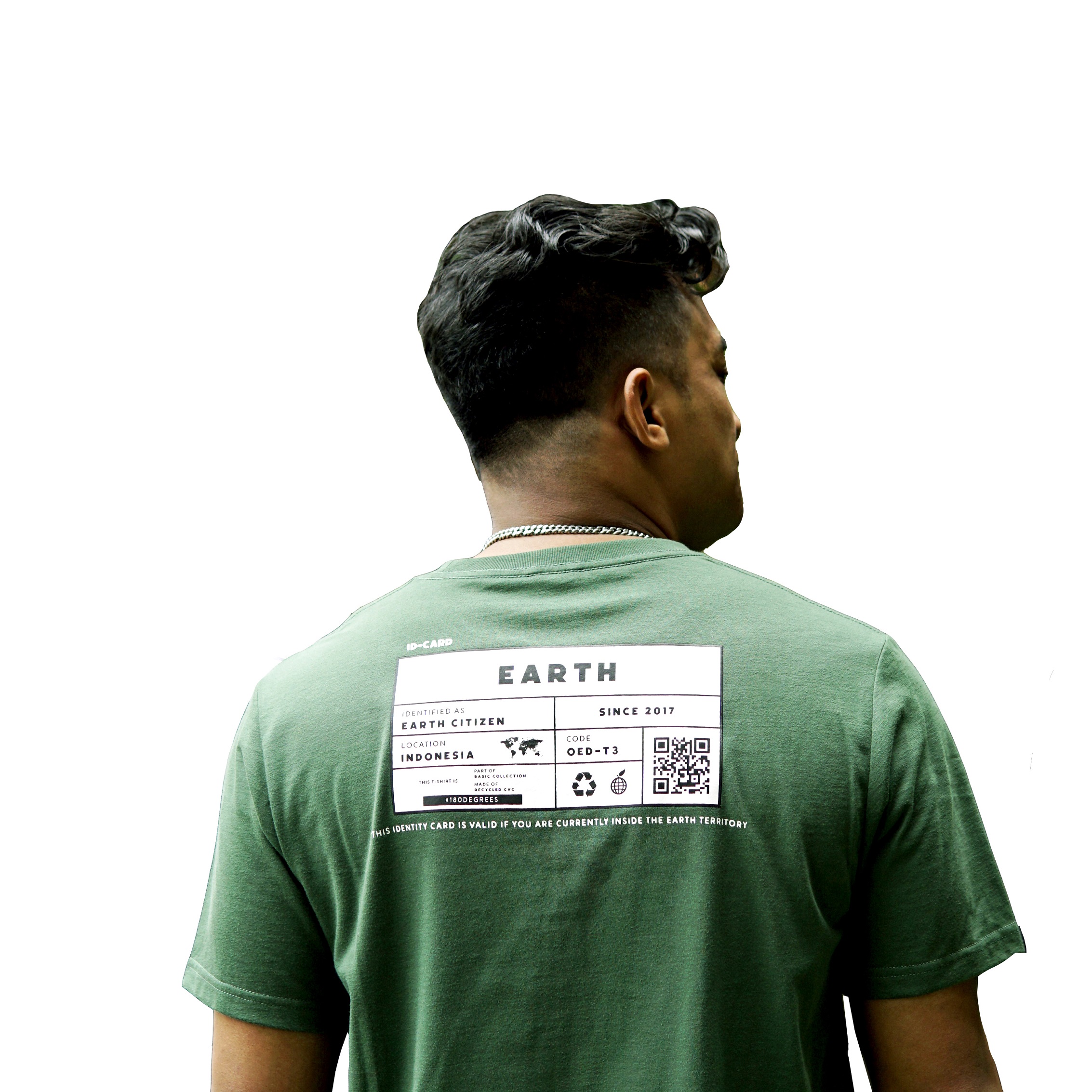 180Degrees Recycle Polyester Katun T-shirt Pria Reminder Earth - Image 5
