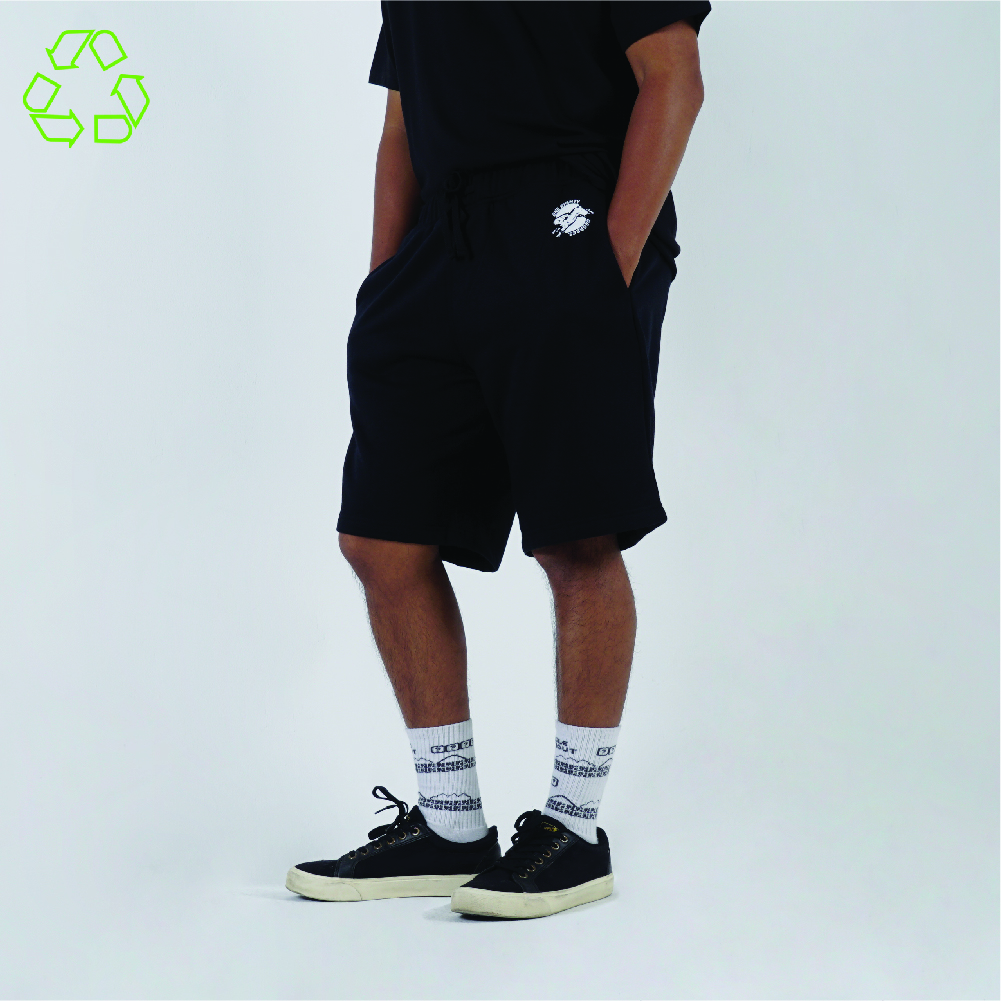 180 DEGREES RECYCLE POLYESTER SHORT PANTS RUNBEAT BLACK